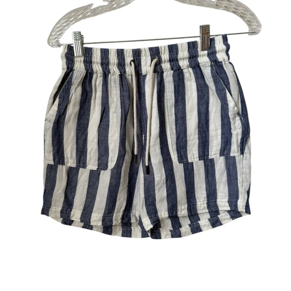 Pact Blue and White Bermuda Shorts Nautical Stripes Size Small - Picture 3 of 6